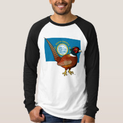 State Birdorable of South Dakota: Common Pheasant Men's Canvas Long Sleeve Raglan T-Shirt