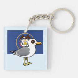 State Birdorable of Utah: California Gull Square Keychain (double-sided)