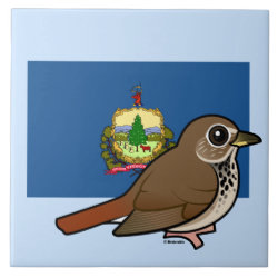 State Birdorable of Vermont: Hermit Thrush Large Tile (6