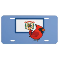 State Birdorable of West Virginia: Northern Cardinal Aluminum License Plate