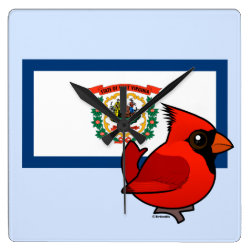 State Birdorable of West Virginia: Northern Cardinal Square Wall Clock