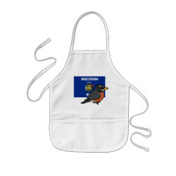 State Birdorable of Wisconsin: American Robin Kid's Apron