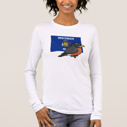 State Birdorable of Wisconsin: American Robin Women's Basic Long Sleeve T-Shirt