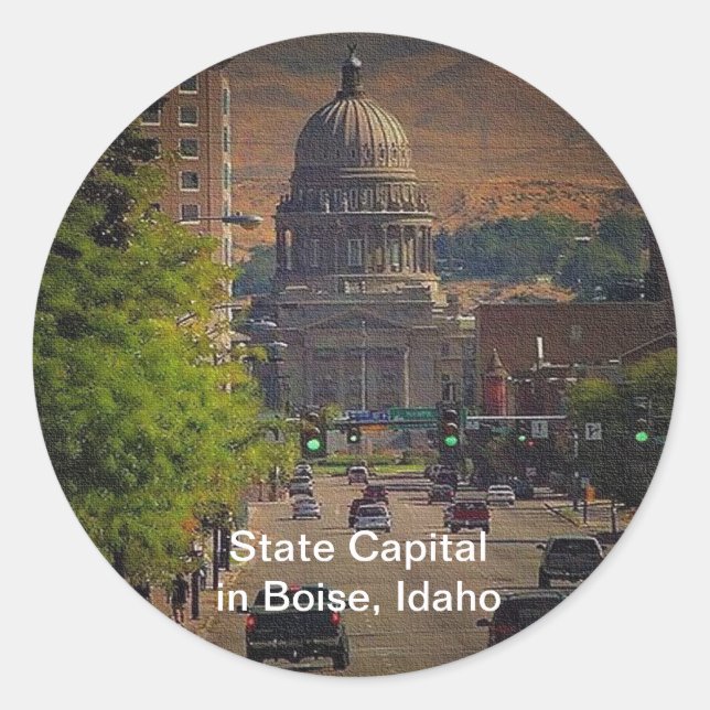 State Capital in Boise, Idaho Classic Round Sticker (Front)
