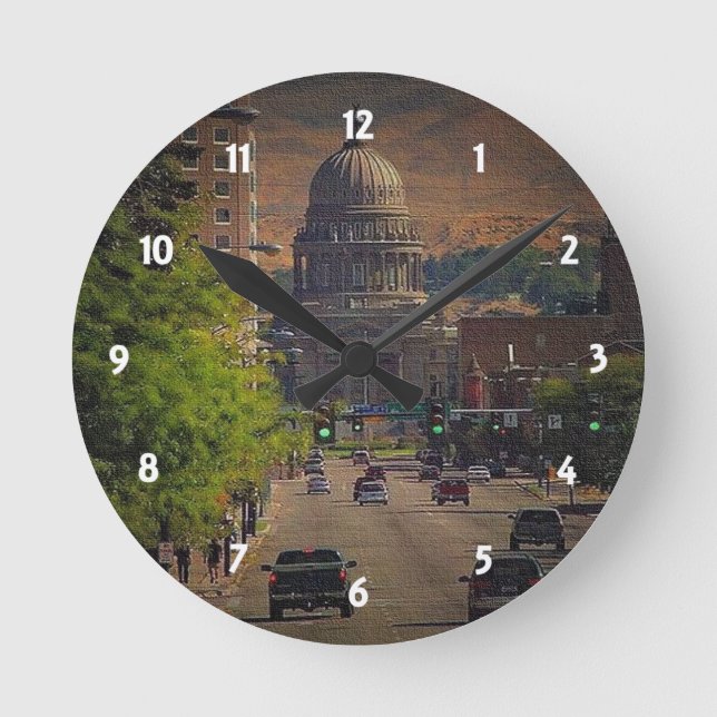 State Capital  in Boise, Idaho Round Clock (Front)