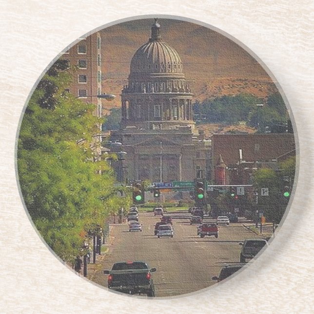 State Capital  in Boise, Idaho Sandstone Coaster (Front)
