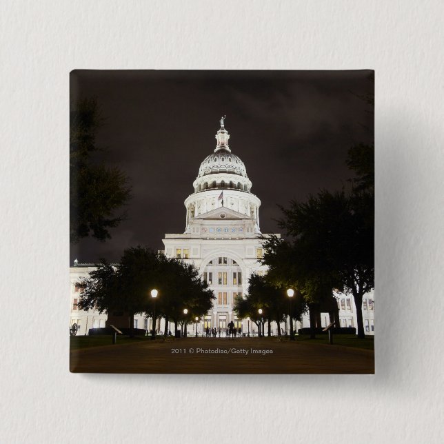 State Capitol of Austin, Texas at Night Pinback Button (Front)