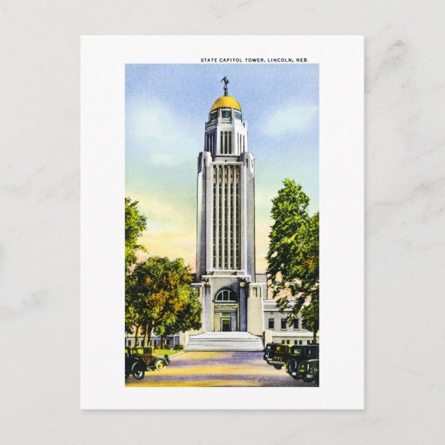 State Capitol Tower, Lincoln, Nebraska Postcard (Front)