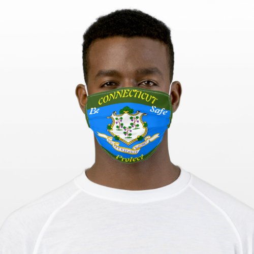 State Connecticut  Flag Green Adult Cloth Face Mask