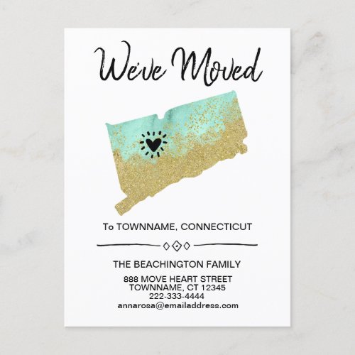  STATE CONNECTICUT   New Address _ Moving Announcement Postcard