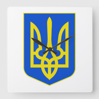 State Emblem of Ukraine Golden Trident Fine Art Square Wall Clock