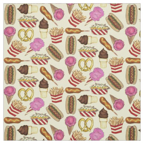 State Fair Carnival Food Fries Nachos Cotton Candy Fabric