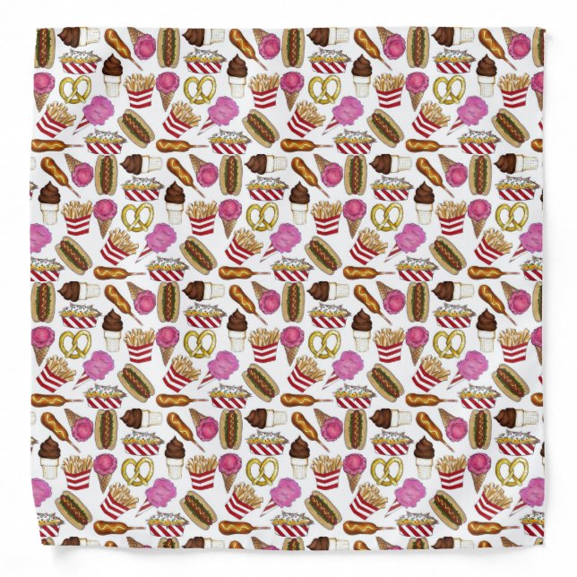State Fair Carnival Food Nachos Cotton Candy Bandana (Front)