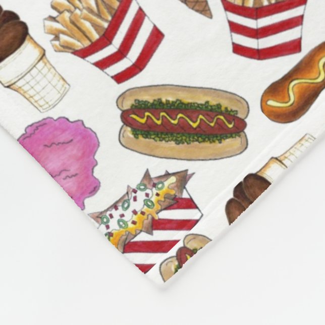 State Fair Carnival Food Nachos Cotton Candy Fleece Blanket (Corner)