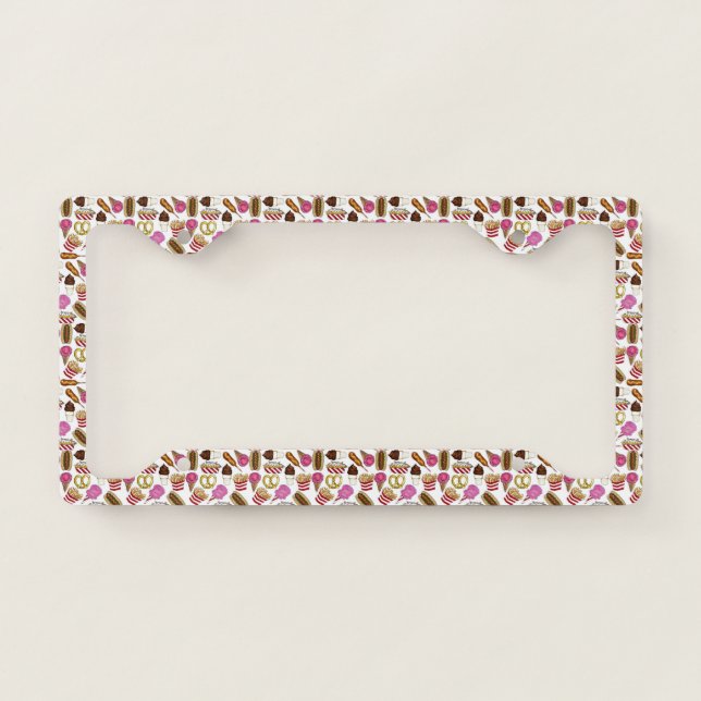 State Fair Carnival Food Nachos Cotton Candy License Plate Frame (Front)