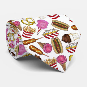 State Fair Carnival Food Nachos Cotton Candy Neck Tie