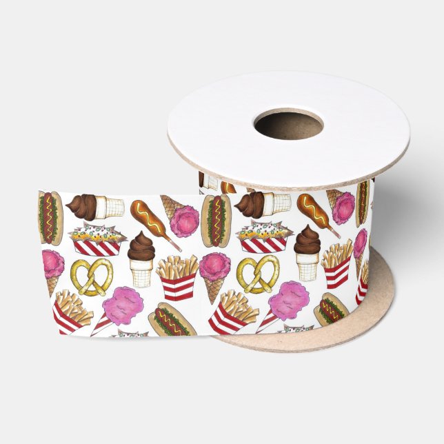 State Fair Carnival Food Nachos Cotton Candy Satin Ribbon (Spool)