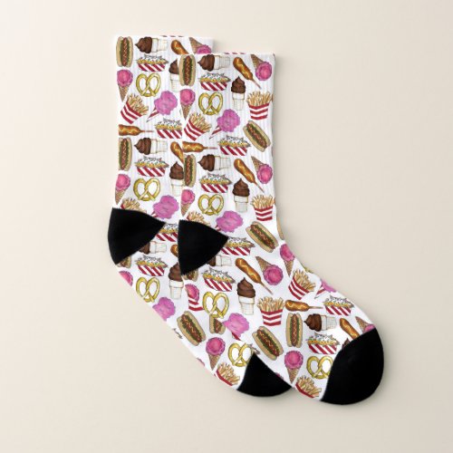 State Fair Carnival Food Nachos Cotton Candy Socks