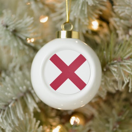 State Flag Alabama St Andrew Crimson Cross Ceramic Ball Christmas Ornament