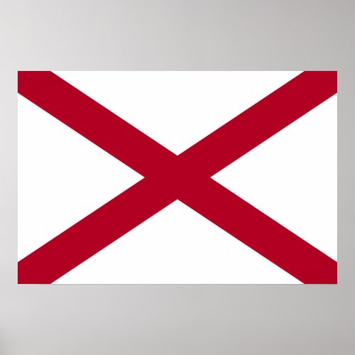 State Flag Alabama St Andrew Crimson Cross Poster