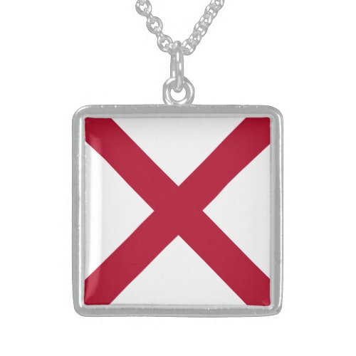 State Flag Alabama St Andrew Crimson Cross Sterling Silver Necklace