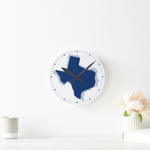State Flag Blue Dotted Texas Round Clock