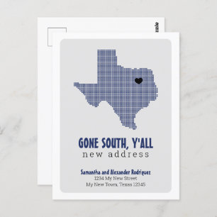 State Flag Blue Gone South, Y'all Moving Postcard