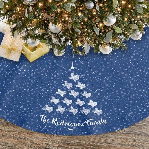 State Flag Blue Scribbled Texas Christmas Tree Brushed Polyester Tree Skirt
