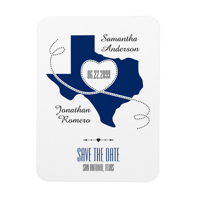 State Flag Blue Texas Curling Ribbon Save the Date Magnet (Vertical)