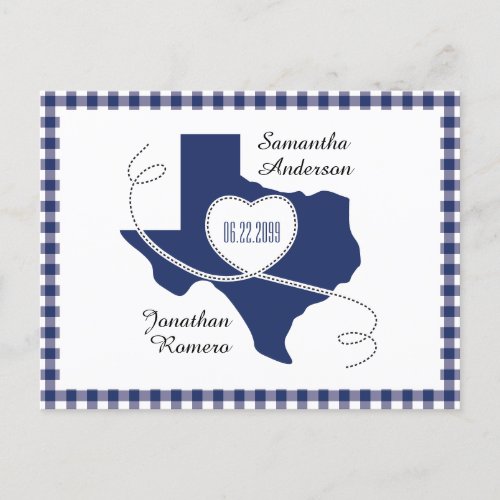 State Flag Blue Texas Curling Ribbon Save the Date Postcard