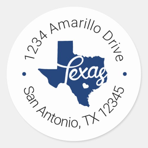 State Flag Blue Texas Heart Cutout Address Label