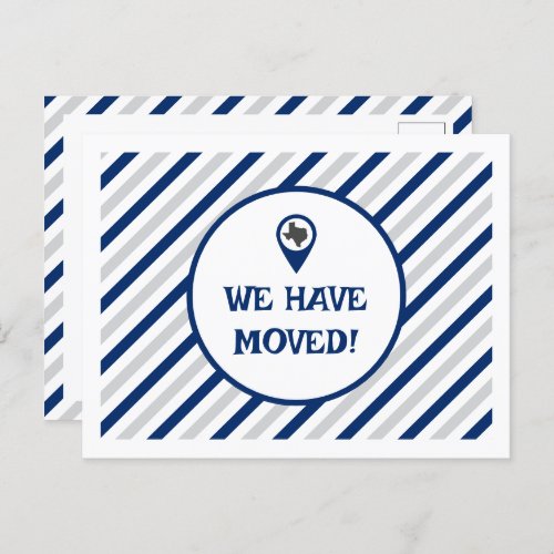 State Flag Blue We Have Moved Striped Moving  Postcard