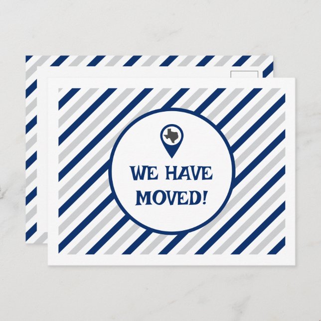 State Flag Blue We Have Moved Striped Moving  Postcard (Front/Back)