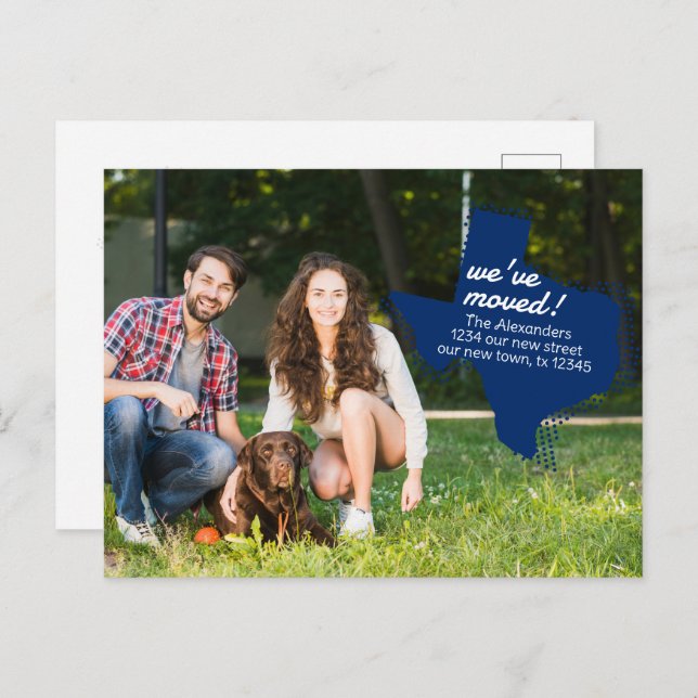 State Flag Blue We've Moved - Dotted Texas Moving Postcard (Front/Back)