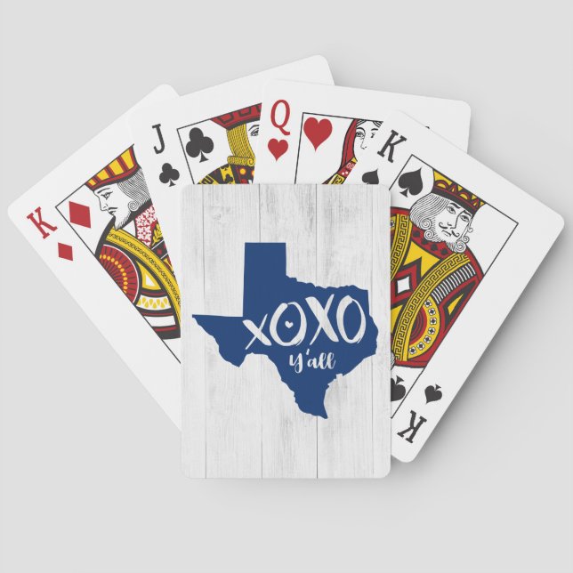 State Flag Blue XOXO, Y'all - Texas State Shape Poker Cards (Back)