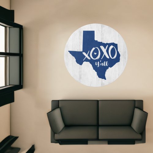 State Flag Blue XOXO Yall _ Texas State Shape Rug