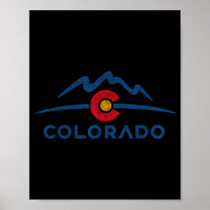 State flag colorado rocky mountains skiing aspen poster