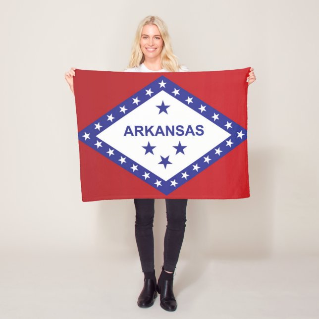State Flag of Arkansas, USA Fleece Blanket (In Situ)