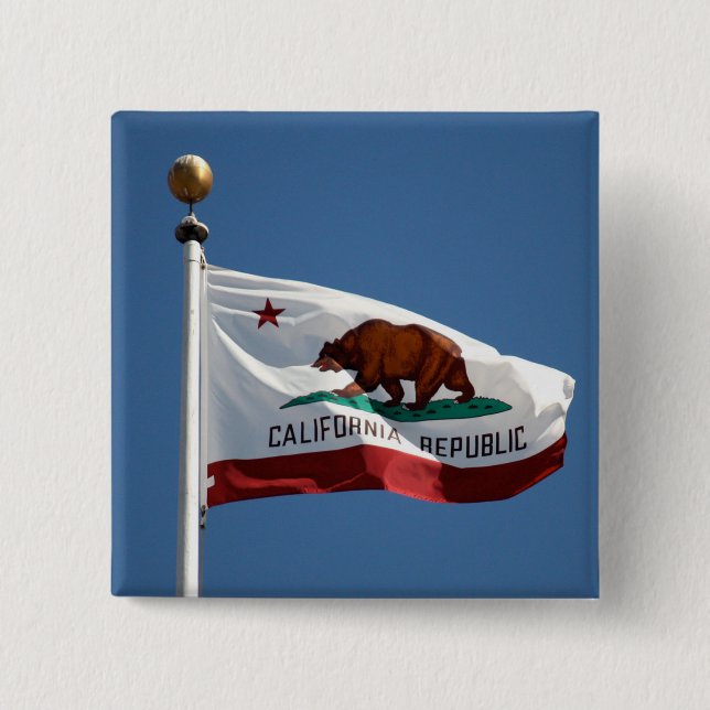 State Flag of California Blue Sky Photo Button (Front)