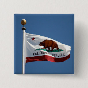 State Flag of California Blue Sky Photo Button