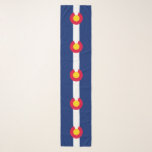 State Flag of Colorado Scarf<br><div class="desc">This bold and bright scarf features an oversize image of the red,  gold,  and white Colorado state flag. The image is repeated down the length of the scarf,  and placed on the same blue background as is on the state flag.</div>
