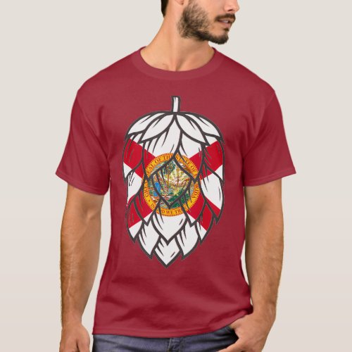 State Flag of Florida Craft Beer Hop Cone T_Shirt