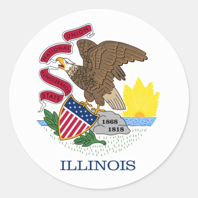 State Flag of Illinois Classic Round Sticker (Front)