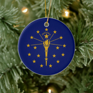 State Flag of Indiana Ceramic Ornament