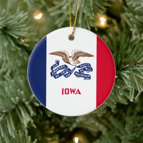 State Flag of Iowa Ceramic Ornament