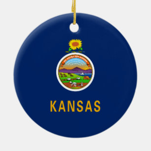 State Flag of Kansas Ceramic Ornament