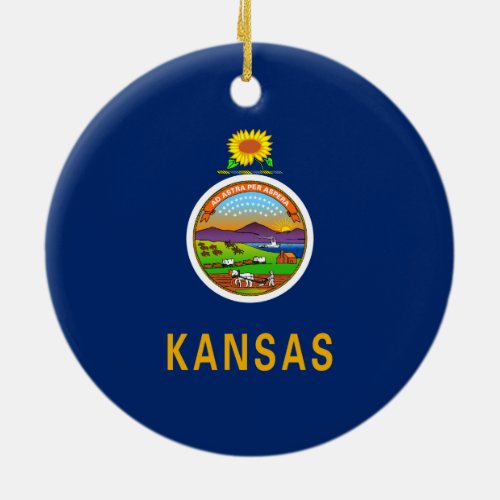 State Flag of Kansas Ceramic Ornament