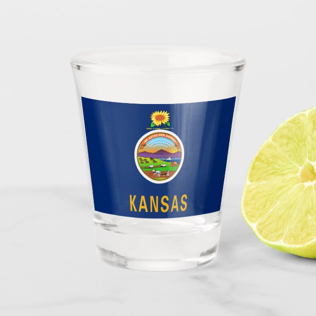 State Flag of Kansas Shot Glass (Front)