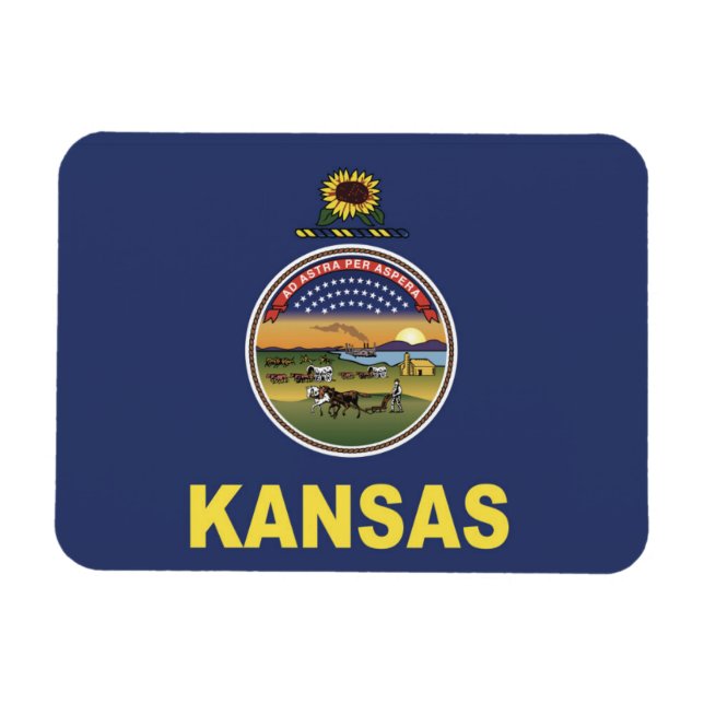 State Flag of Kansas, USA Magnet (Horizontal)