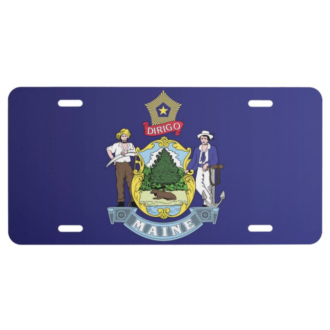 State Flag of Maine, USA License Plate (Front)